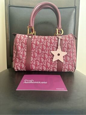 Dior Burgundy Monogram Satchel with Star Charm